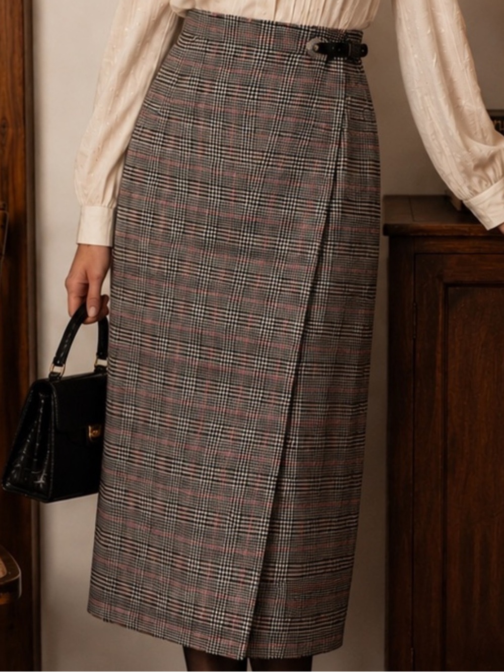 Evan Picone Vintage Plaid Wrap Skirt
